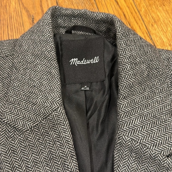 MADEWELL Larsen Blazer in Herringbone Size medium wool blend gray jacket - Picture 3 of 8